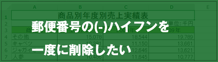 Excel 郵便番号の ハイフンを一度に削除したい Excel屋 エクセルや